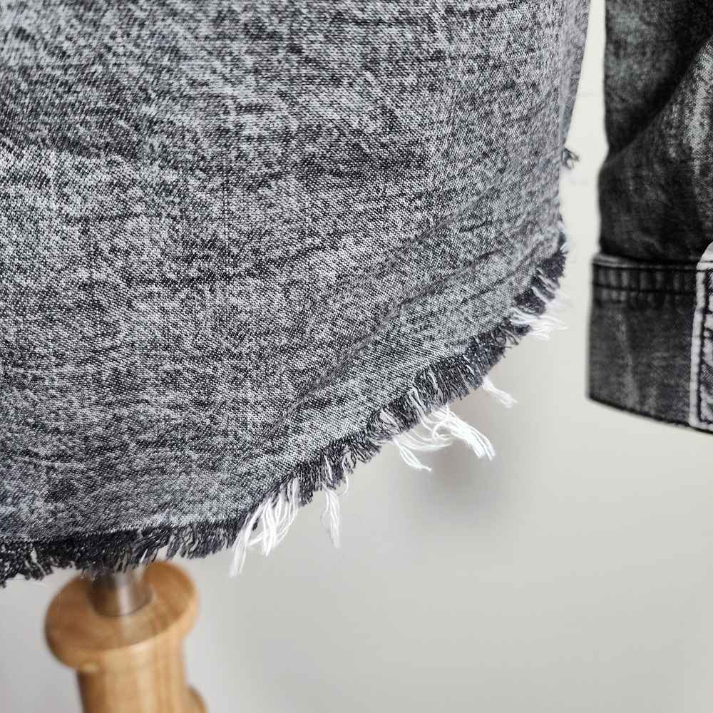 Dex Stonewash Denim Shirt Womens Medium Grey Streetwear Western Tencel Button Up - Picture 5 of 13